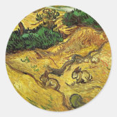 Van Gogh - Feld mit zwei Kaninchen Runder Aufkleber (Vorderseite)