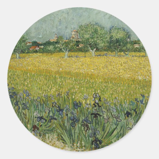Van Gogh Field mit Blume in der Nähe von Arles Runder Aufkleber (Vorderseite)