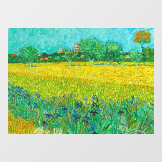 Van Gogh Field mit Irische in der Nähe von Arles Fensteraufkleber (Blatt)
