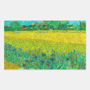 Van Gogh Field mit Irische in der Nähe von Arles Rechteckiger Aufkleber