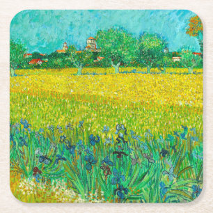 Van Gogh Field mit Irische in der Nähe von Arles Rechteckiger Pappuntersetzer