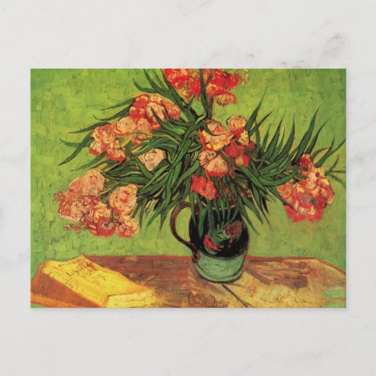 Van Gogh Fine Art, Vase mit Oleanders und Bücher Postkarte (Vorderseite)