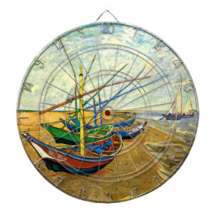 Van Gogh Fischerboote am Strand in Saintes Maries Dartscheibe