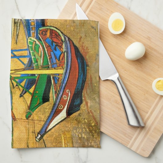 Van Gogh Fischerboote am Strand in Saintes Maries Handtuch (Viertel Falte)