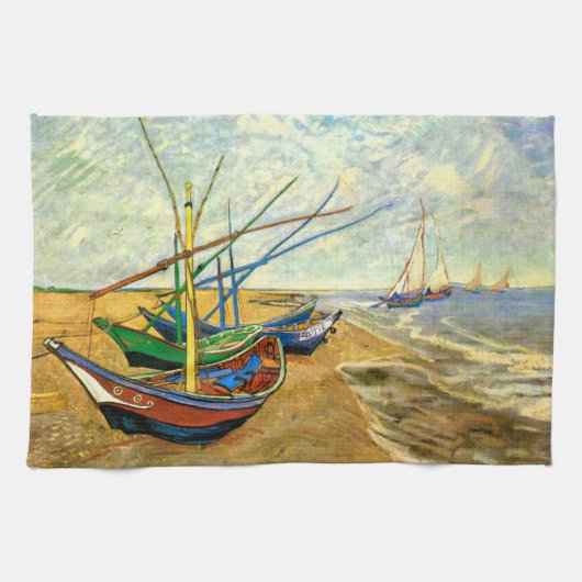 Van Gogh Fischerboote am Strand in Saintes Maries Handtuch (Horizontal)