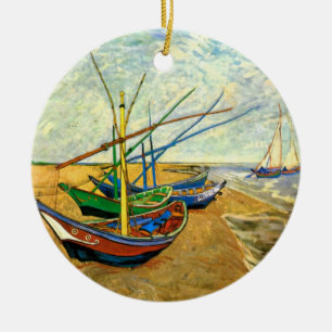 Van Gogh Fischerboote am Strand in Saintes Maries Keramik Ornament
