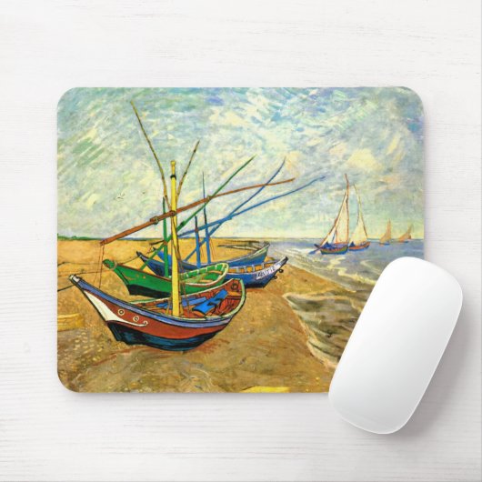 Van Gogh Fischerboote am Strand in Saintes Maries Mousepad (Mit Mouse)