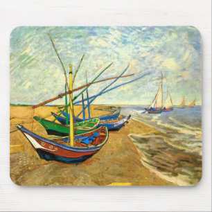 Van Gogh Fischerboote am Strand in Saintes Maries Mousepad