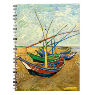 Van Gogh Fischerboote am Strand in Saintes Maries Notizblock