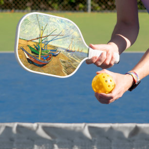 Van Gogh Fischerboote am Strand in Saintes Maries Pickleball Schläger