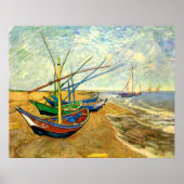 Van Gogh Fischerboote am Strand in Saintes Maries Poster (Vorne)