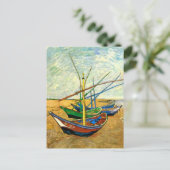Van Gogh Fischerboote am Strand in Saintes Maries Postkarte (Stehend Vorderseite)