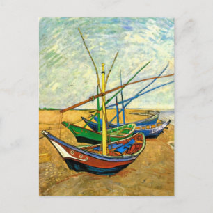 Van Gogh Fischerboote am Strand in Saintes Maries Postkarte