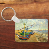 Van Gogh Fischerboote am Strand in Saintes Maries Schlüsselanhänger (Rückseite)
