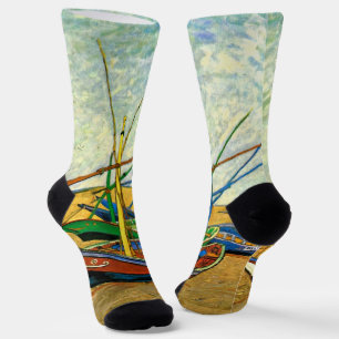 Van Gogh Fischerboote am Strand in Saintes Maries Socken