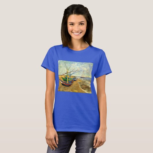 Van Gogh Fischerboote am Strand in Saintes Maries T-Shirt (Vorne ganz)