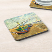 Van Gogh Fischerboote am Strand in Saintes Maries Untersetzer (Linke Seite)