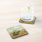 Van Gogh Fischerboote am Strand in Saintes Maries Untersetzer (Rechte Seite)