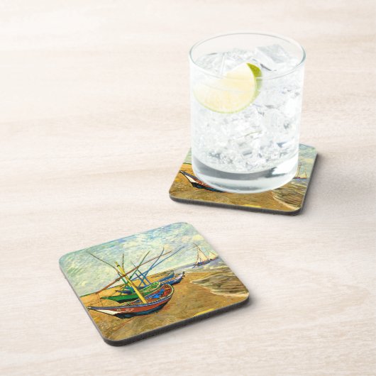 Van Gogh Fischerboote am Strand in Saintes Maries Untersetzer (Rechte Seite)