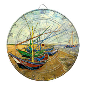 Van Gogh Fischerboote am Strand von Saintes Maries Dartscheibe