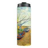 Van Gogh Fischerboote am Strand von Saintes Maries Thermosbecher (Vorderseite)