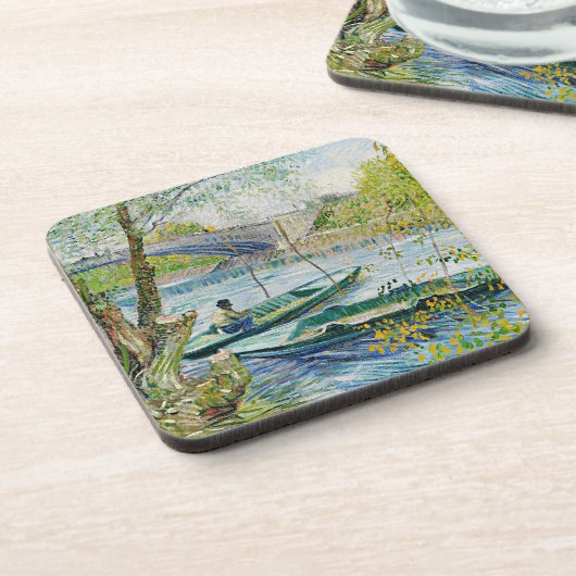 Van Gogh Fishing im Frühjahr Getränkeuntersetzer (Linke Seite)