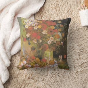 Van Gogh Florales Stillleben Rote Mohnblumen & Ros Kissen
