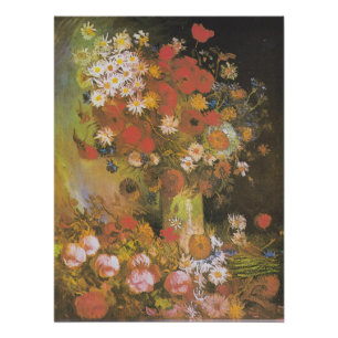 Van Gogh Florales Stillleben Rote Mohnblumen & Ros Poster