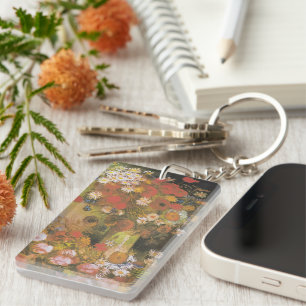 Van Gogh Florales Stillleben Rote Mohnblumen & Ros Schlüsselanhänger