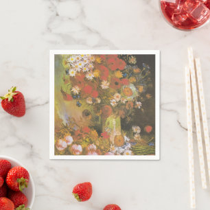 Van Gogh Florales Stillleben Rote Mohnblumen & Ros Serviette