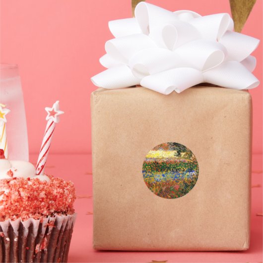 Van Gogh - Flower Garden, fine art painting, Runder Aufkleber (Party)