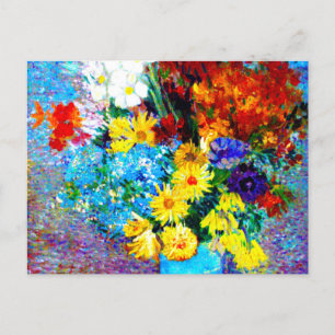 Van Gogh Flowers in a Blue Vase Postkarte