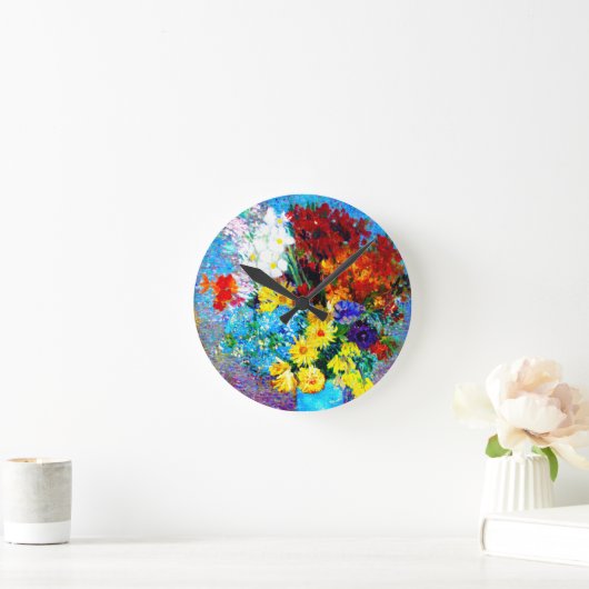 Van Gogh Flowers in a Blue Vase Runde Wanduhr (Zuhause)