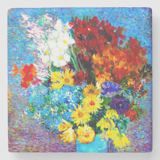 Van Gogh Flowers in a Blue Vase Steinuntersetzer (Vorderseite)