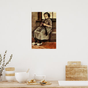 Van Gogh - Frau beim Stopfen von Strümpfen, Poster