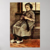 Van Gogh - Frau beim Stopfen von Strümpfen, Poster (Vorne)