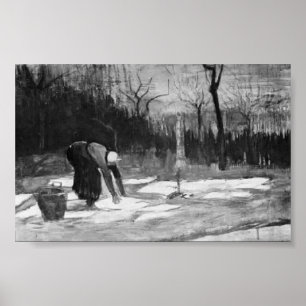 Van Gogh - Frau, die heraus Wäscherei auf einem Poster