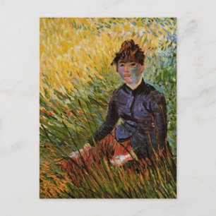 Van Gogh; Frau sitzend im Gras, Vintage-Fine-Art Postkarte