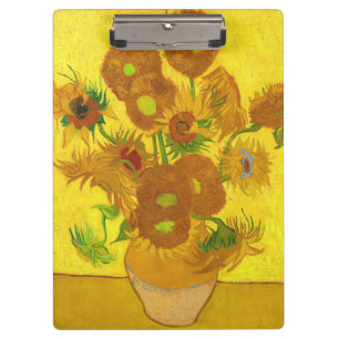 Van Gogh Fünfzehn Sonnenblumen in einer Vase Fine  Klemmbrett