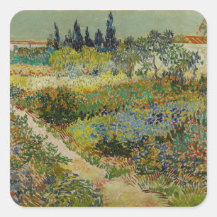 Van Gogh Garten in Arles Florale Impressionistin Quadratischer Aufkleber