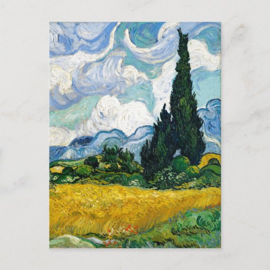 Van Gogh Gemälde Art Vintag Weizenfeld Cypresse Postkarte (Vorderseite)
