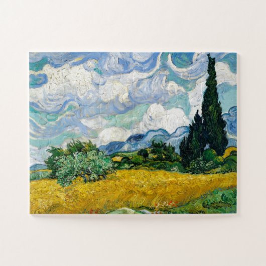 Van Gogh Gemälde Art Vintag Weizenfeld Cypresse Puzzle (Horizontal)