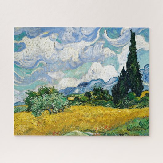 Van Gogh Gemälde Art Vintag Weizenfeld Cypresse Puzzle (Horizontal)