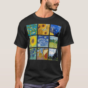 Van Gogh Gemälde Collage mit Sonnenblumen und Star T-Shirt