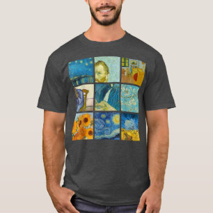 Van Gogh Gemälde Collage Sonnenblumen, Starry Nigh T-Shirt