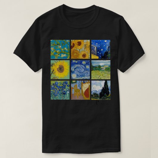 Van Gogh Gemälde, Sonnenblumen, Starry Night Pullo T-Shirt (Design vorne)