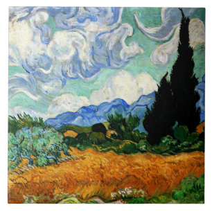 Van Gogh-Gemälde, Weizenfeld mit Zypresse Fliese