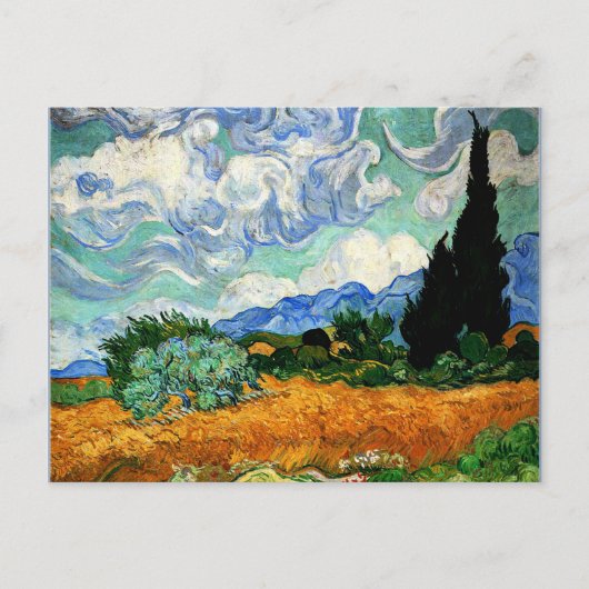 Van Gogh-Gemälde, Weizenfeld mit Zypresse Postkarte (Vorderseite)