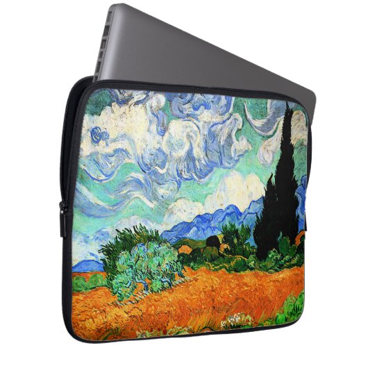 Van Gogh Gemälde, Wheatfield mit Cypress Tree Laptopschutzhülle (Vorne Rechts)