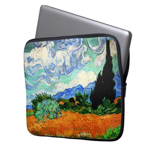 Van Gogh Gemälde, Wheatfield mit Cypress Tree Laptopschutzhülle (Vorderseite Links)